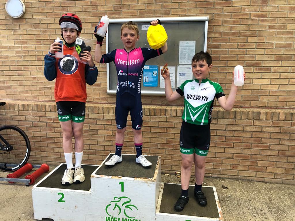 George Rice on the top step of the podium at Welwyn